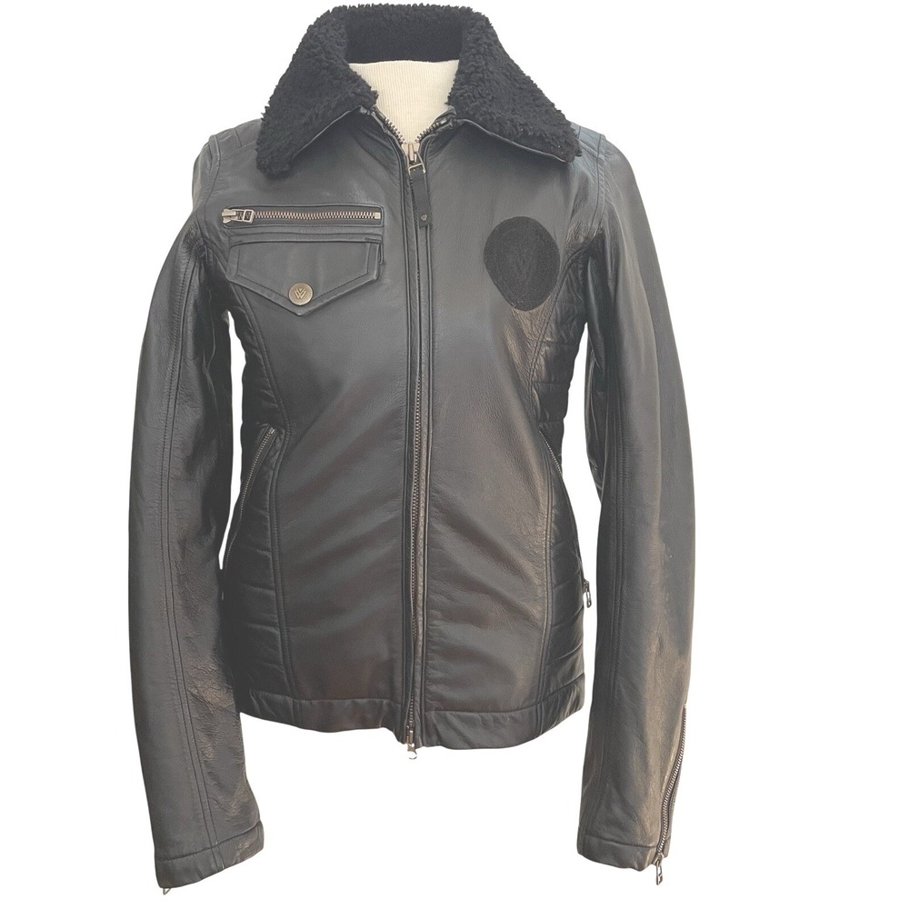 Vintage Burton White Collection XXS Black Leather Moto Jacket Biker Jacket Rare